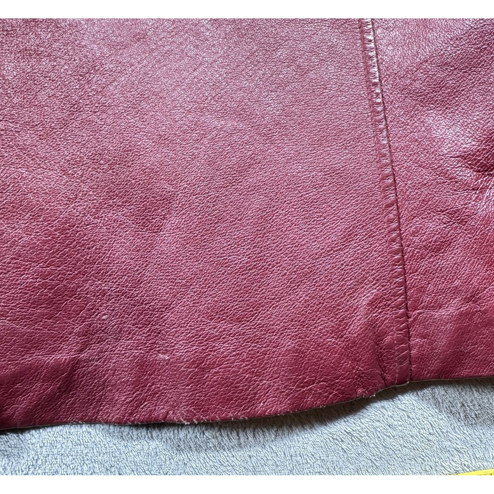 Vintage Metrostyle Red Leather Long Coat Womens 18 Button Front Jacket Retro - Picture 7 of 13